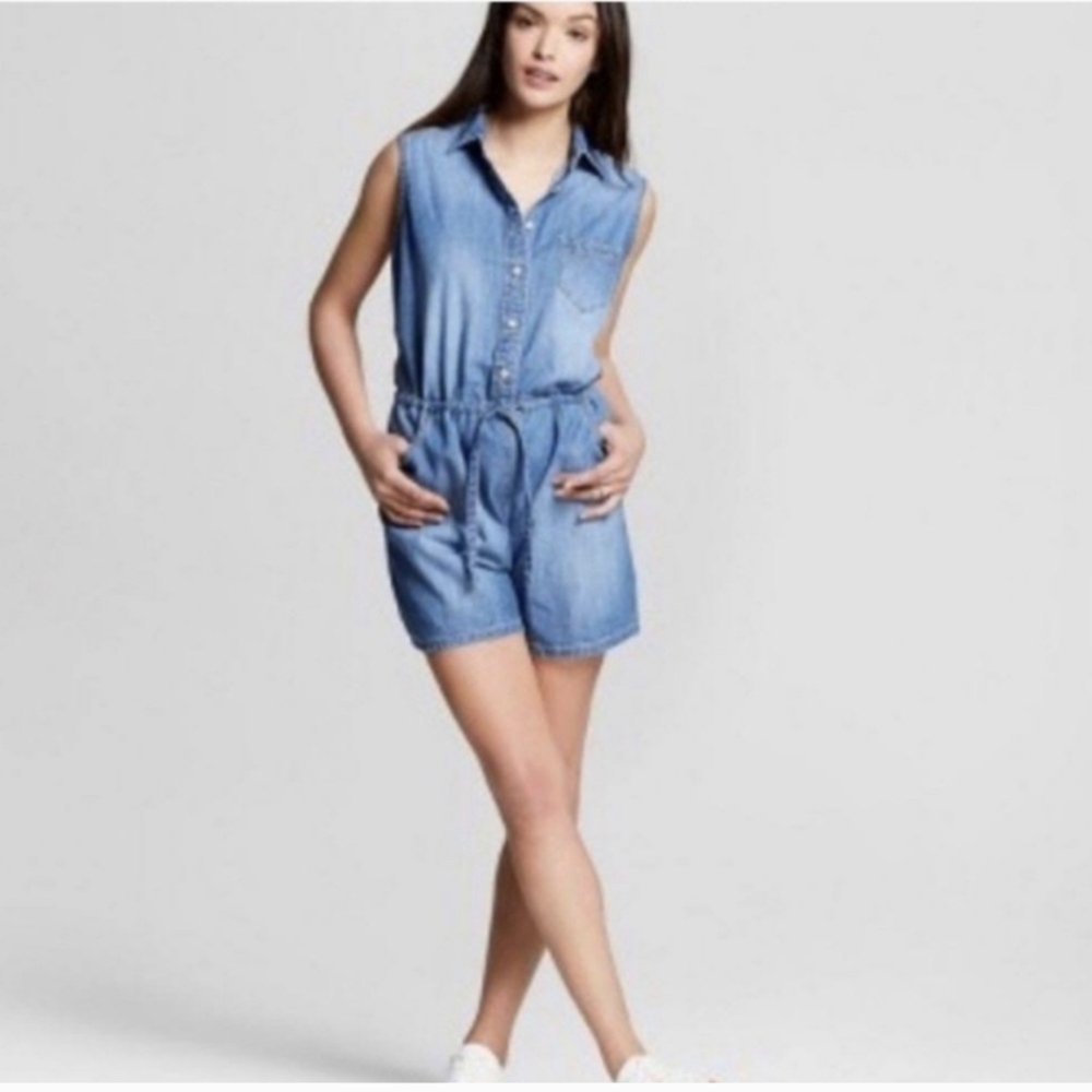 Universal Thread Chambray Romper blue size large L target